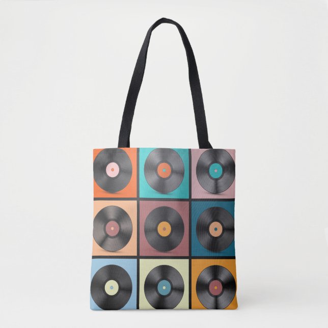 Vinyl records: retro LP set. Tote Bag (Front)