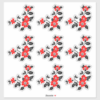 Vinyl red poppy stickers