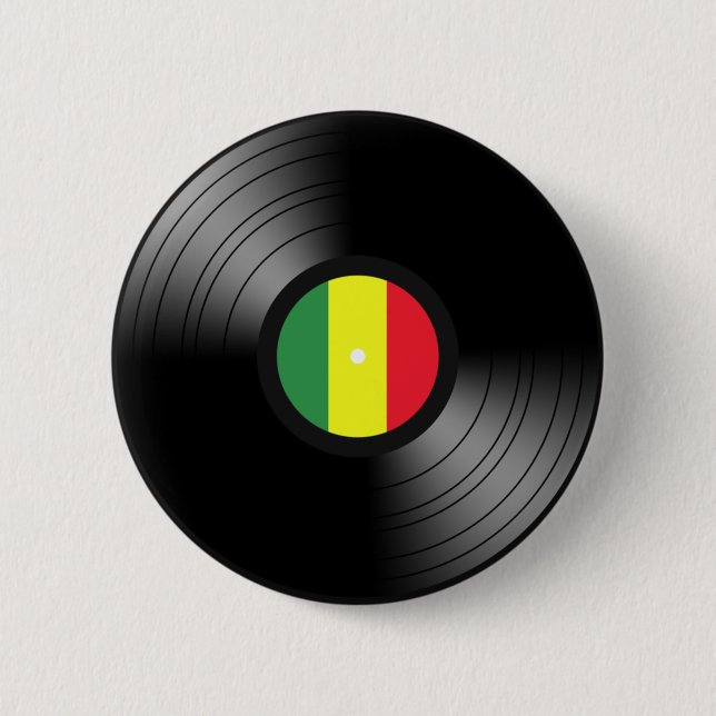 Vinyl reggae 6 cm round badge (Front)