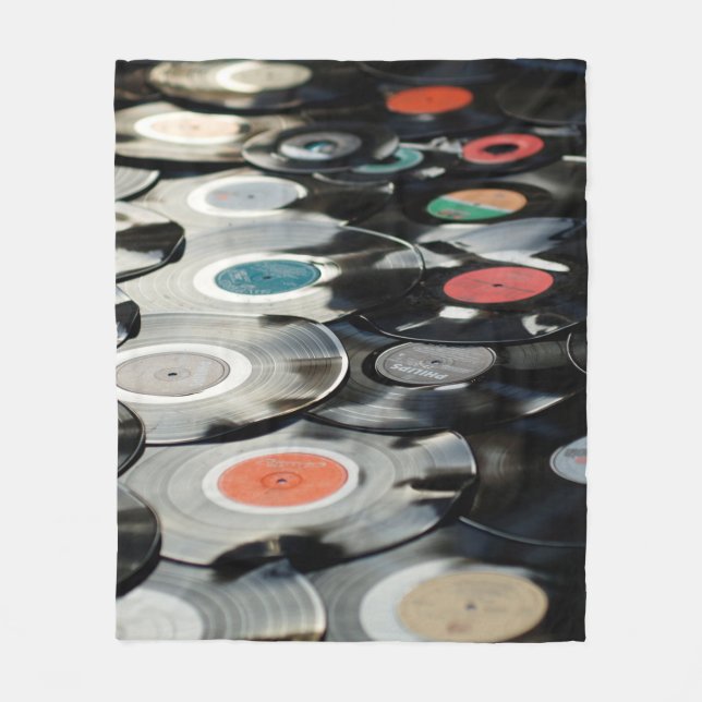 Vinyl retro plastic old black fleece blanket (Front)