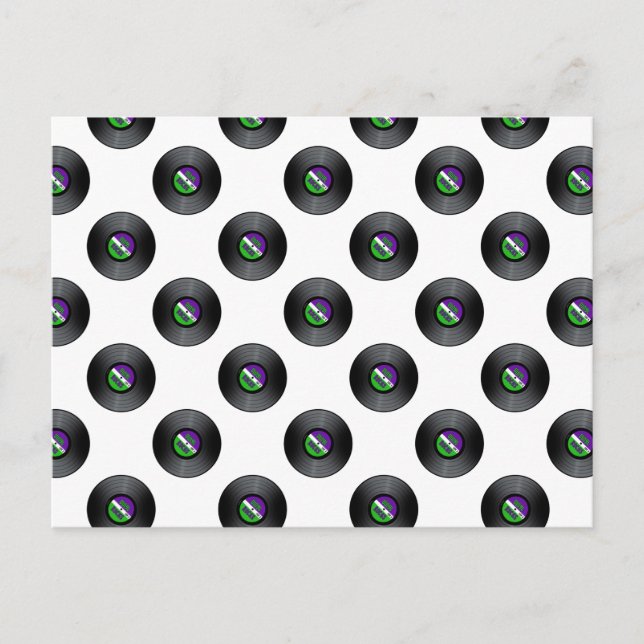 Vinyl Rocks Record Pattern Postcard (Front)
