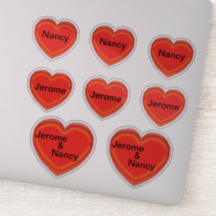 Vinyl Sticker - Hearts and Names