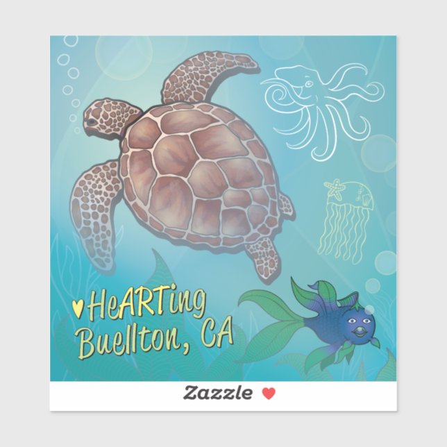 Vinyl Sticker - Turtle Swim - Buellton.Art  (Sheet)