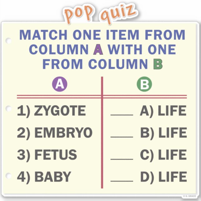 Vinyl sticker with a quiz. (Front)