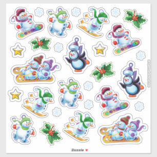 Vinyl stickers superb set Christmas characters
