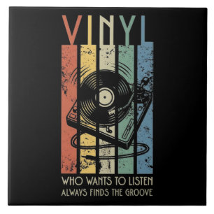 Vinyl Vibes – Always Finds the Groove Retro Music Ceramic Tile