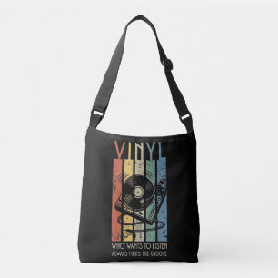 Vinyl Vibes – Always Finds the Groove Retro Music Crossbody Bag