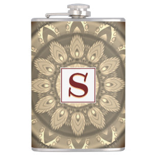Vinyl wrapped custom hip flask sepia psychedelia