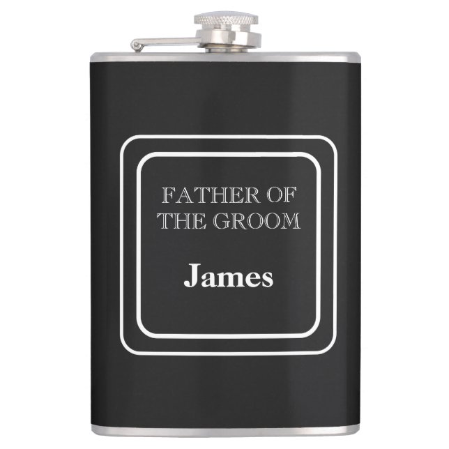 Vinyl Wrapped Flask-Father of Groom Hip Flask (Front)