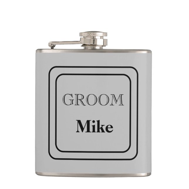 Vinyl Wrapped Flask-Groom Hip Flask (Front)