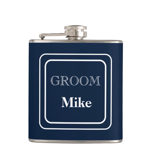 Vinyl Wrapped Flask-Groom Hip Flask (Front)