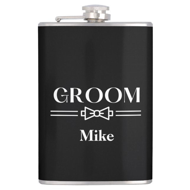 Vinyl Wrapped Flask-Groom Hip Flask (Front)