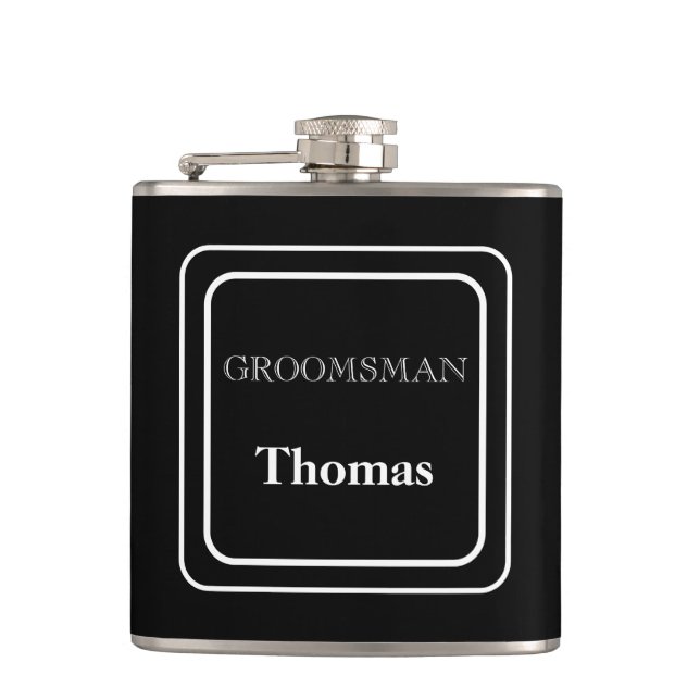 Vinyl Wrapped Flask-Groomsman Hip Flask (Front)