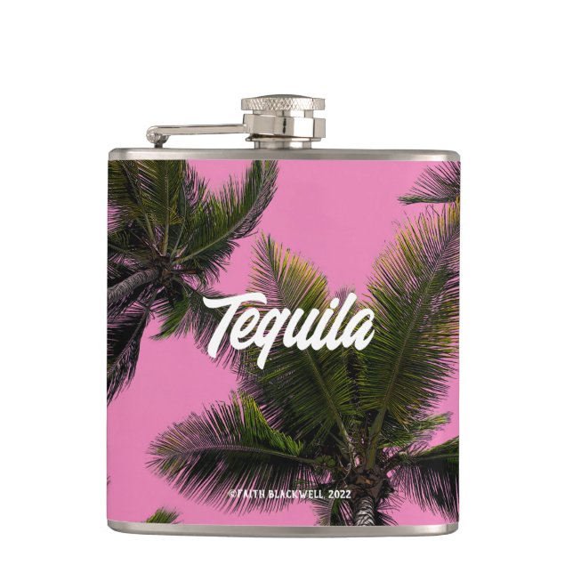 Vinyl Wrapped Flask. Tequila. Girly. Hip Flask (Front)