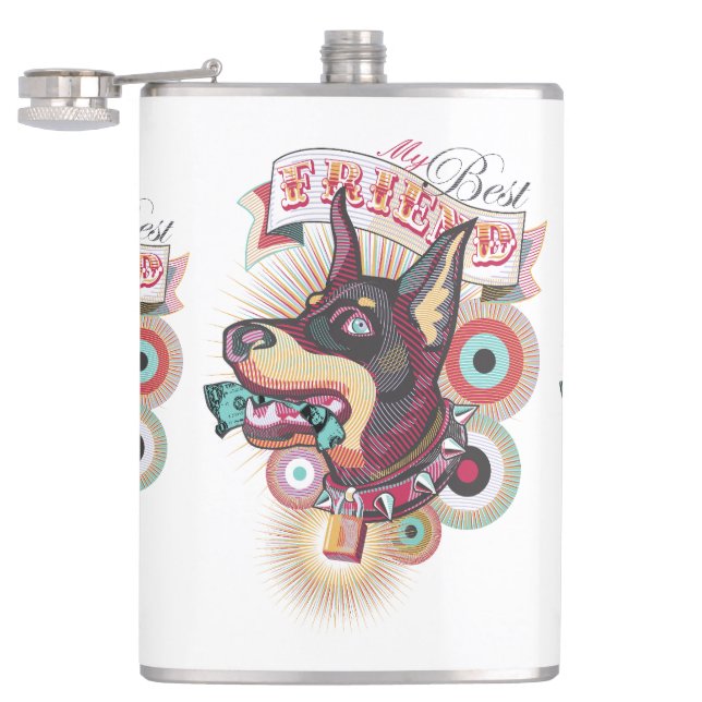 Vinyl Wrapped Flask – Urban Loyalty Doberman Art (Opened)