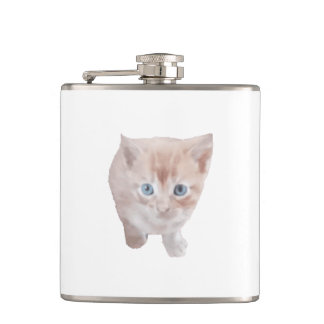 Vinyl Wrapped Flask With Cute Cat Picture