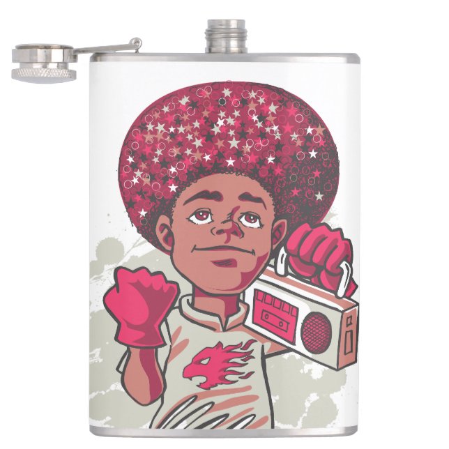 Vinyl Wrapped Flask – YOUTH Power Afro & Boombox  (Opened)