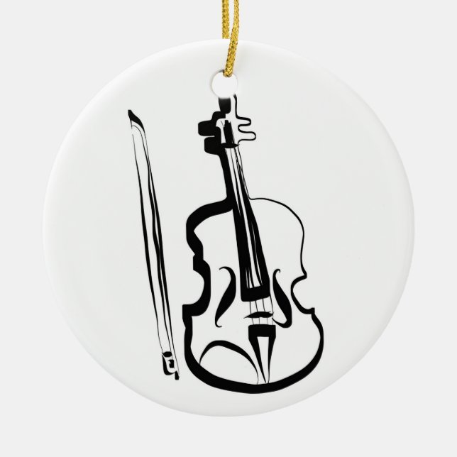 Viola and Bow by Leslie Harlow Ceramic Ornament (Front)