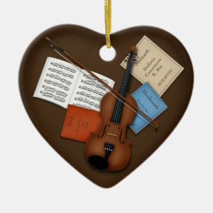 Viola & Bow on Pile of Music Books Personalised Ceramic Ornament