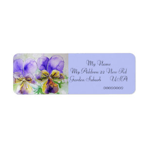 Viola Flower Watercolour Return Address Labels