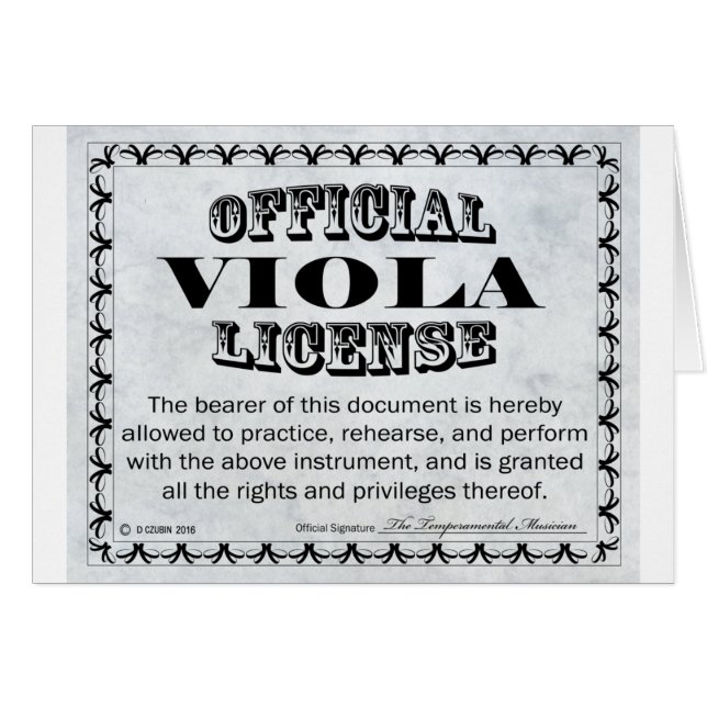 Viola License (Front Horizontal)