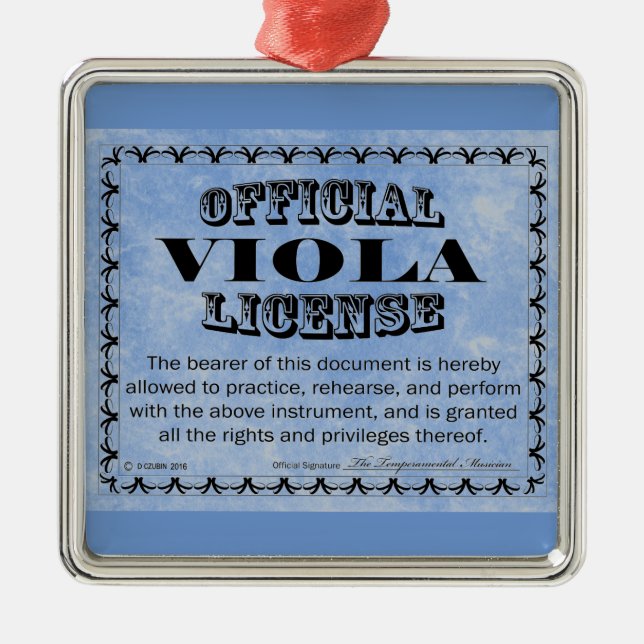 Viola License Metal Ornament (Front)