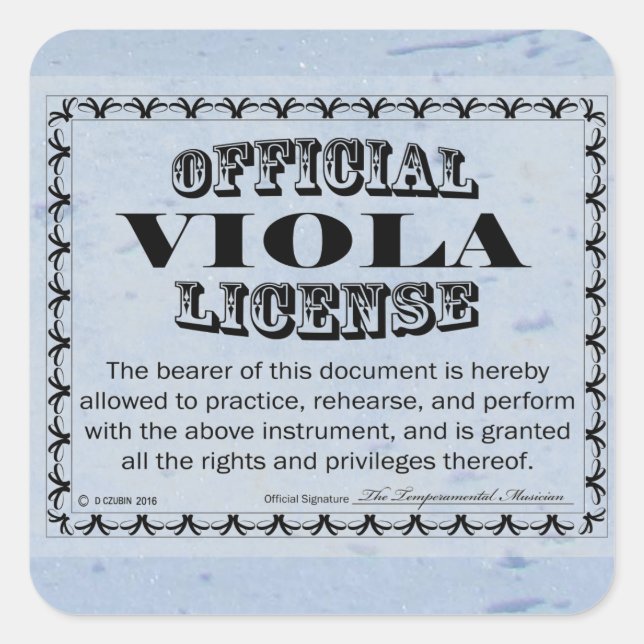 Viola License Square Sticker (Front)
