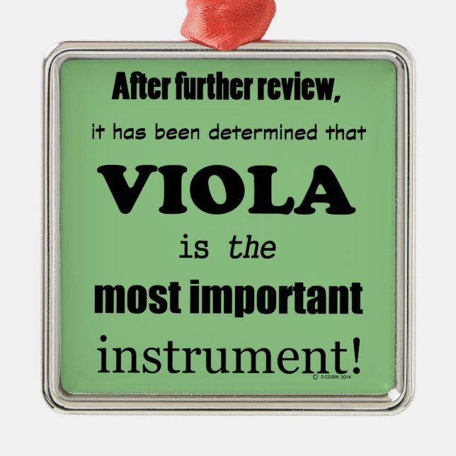 Viola Most Important Instrument Metal Ornament (Front)