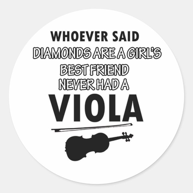 Viola music designs classic round sticker (Front)