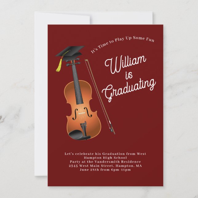 Viola Musician Graduation Party Music Invitation (Front)