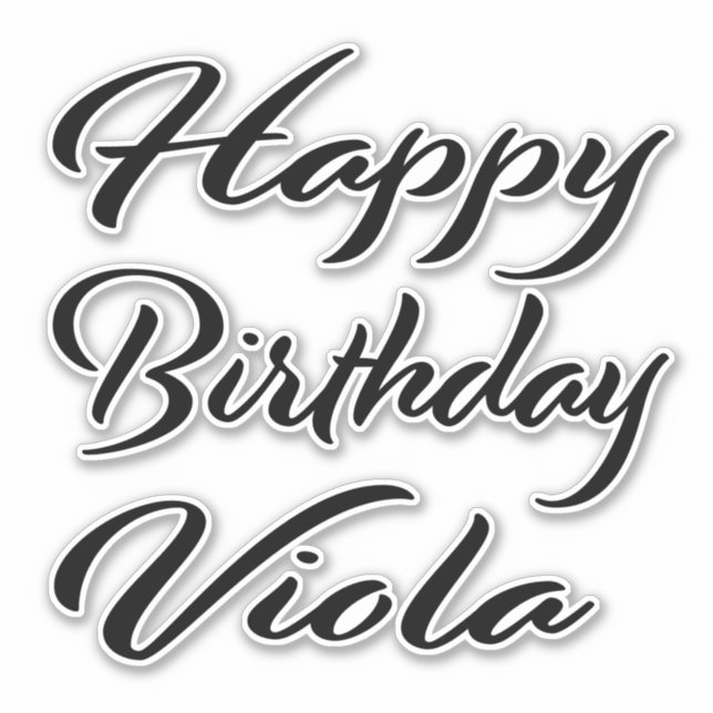Viola Name First name black Sticker Birthday (Front)