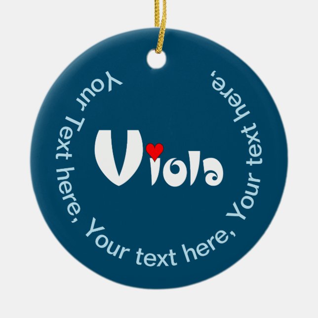 Viola Small Heart Ceramic Ornament (Front)