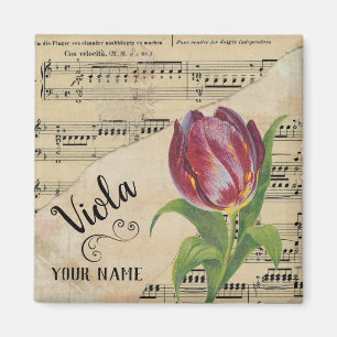 Viola Tulip Vintage Sheet Music Customised Magnet
