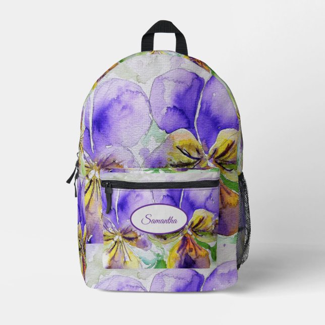 Viola Violas Purple Watercolor Girls Backpack (Front)