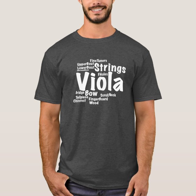Viola Word Cloud White Text T-Shirt (Front)