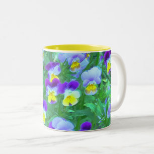 VIOLAS (FLORAL PHOTOGRAPHY) Two-Tone COFFEE MUG