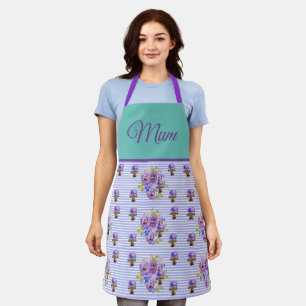 Violas Floral Purple Viola Violet Pattern Mum Apro Apron