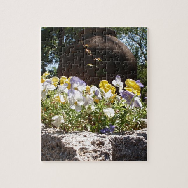 Violas In A Stone Trough. Jigsaw Puzzle (Vertical)