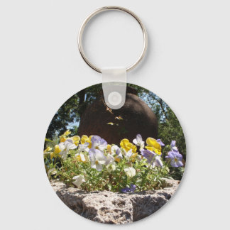 Violas In A Stone Trough. Key Ring