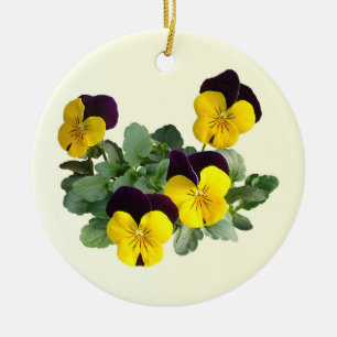 Violas Sorbet Yellow Jump Up Ceramic Ornament
