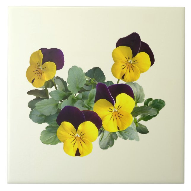 Violas Sorbet Yellow Jump Up Ceramic Tile (Front)