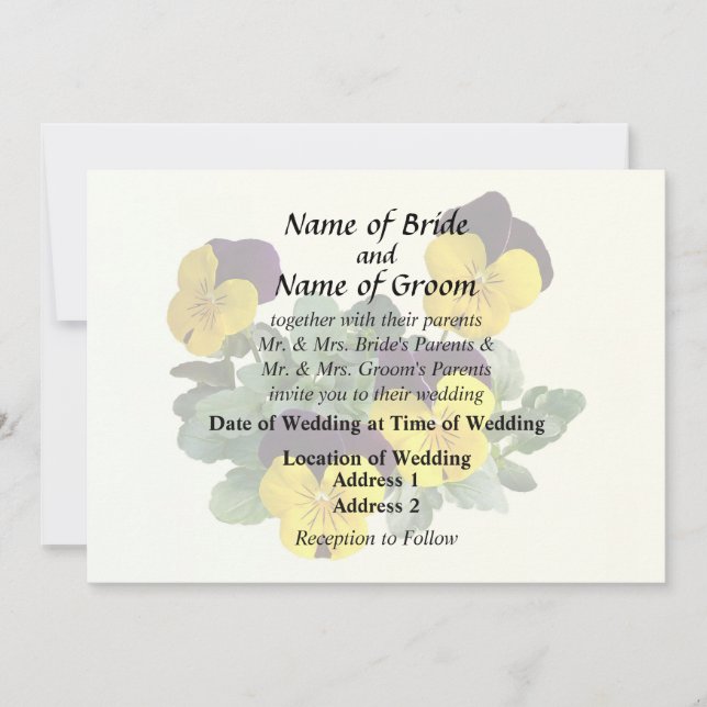 Violas Sorbet Yellow Jump Up Invitation (Front)