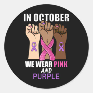 Violence Breast Cancer Awareness Month Ribbon  Classic Round Sticker
