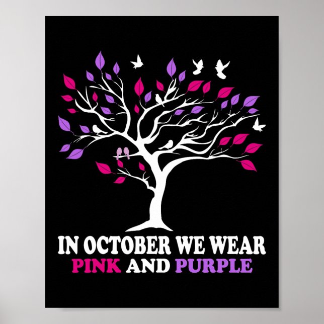 Violence Breast Cancer Awareness Month Ribbon Tree Poster (Front)
