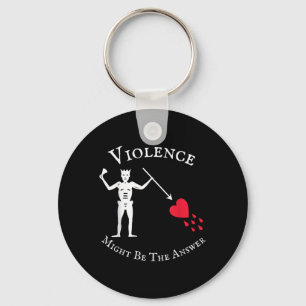 Violence Might Be The Answer Pirate Skull Retro De Key Ring