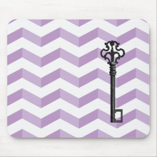 Violet 3D Chevrons with Antique Key Mousepad