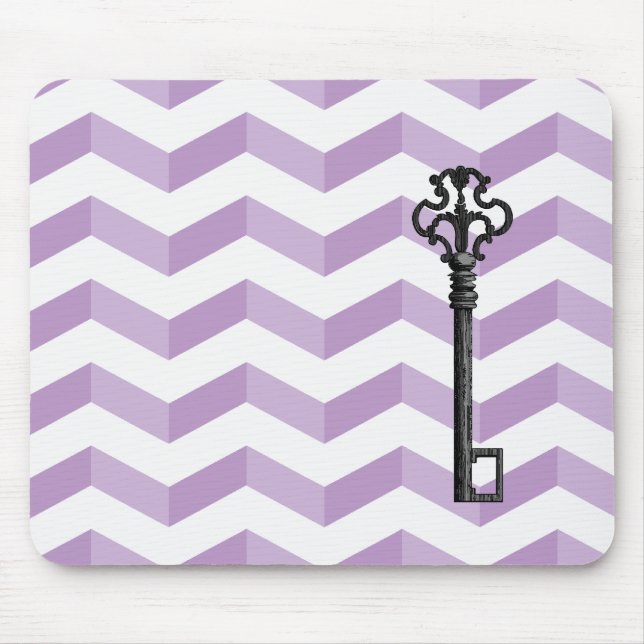 Violet 3D Chevrons with Antique Key Mousepad (Front)