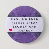 Violet Abstract Heart Hearing Loss 3 Inch
