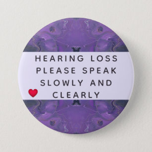 Violet Abstract Heart Hearing Loss 3 Inch 7.5 Cm Round Badge