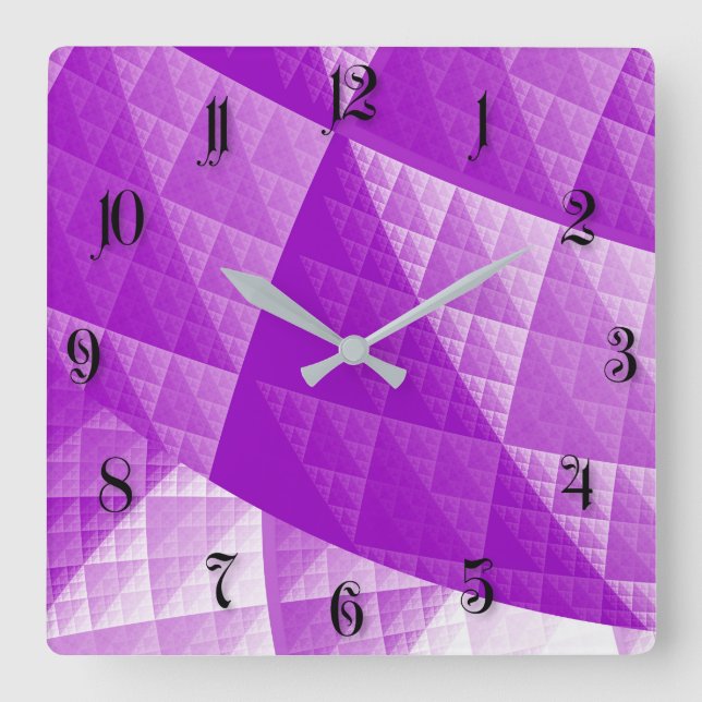 Violet abstract pattern square wall clock (Front)